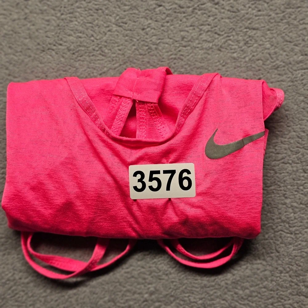 Nike Womens Dri-FIT Pink Heathered Racerback Training Tank Top 719865-639 Size S